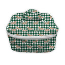 Dachshund Gingham Game Day Green/Gold Quilted Travel Case