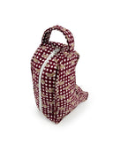Dachshund Gingham Game Day Maroon Quilted Boot Bag