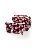 Dachshund Gingham Game Day Maroon Makeup Bag