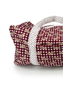 Dachshund Gingham Game Day Maroon Quilted Weekender Duffle Bag