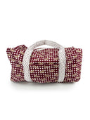 Dachshund Gingham Game Day Maroon Quilted Weekender Duffle Bag
