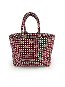 Dachshund Gingham Game Day Maroon Quilted Handbag