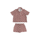 Dachshund Gingham Game Day Maroon Shorty Pajama Set