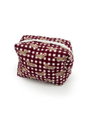 Dachshund Gingham Game Day Maroon Makeup Bag