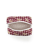 Dachshund Gingham Game Day Maroon Makeup Bag