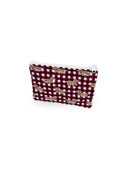 Dachshund Gingham Game Day Maroon Makeup Bag