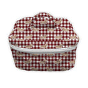 Dachshund Gingham Game Day Maroon Quilted Travel Case