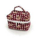 Dachshund Gingham Game Day Maroon Quilted Travel Case