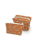 Dachshund Gingham Game Day Orange Makeup Bag