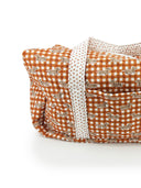 Dachshund Gingham Game Day Orange Quilted Weekender Duffle Bag