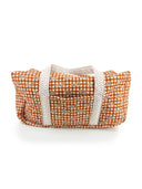 Dachshund Gingham Game Day Orange Quilted Weekender Duffle Bag