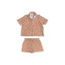 Dachshund Gingham Game Day Orange Shorty Pajama Set