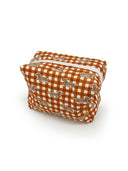 Dachshund Gingham Game Day Orange Makeup Bag