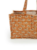 Dachshund Gingham Game Day Orange Quilted Tote