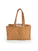 Dachshund Gingham Game Day Orange Quilted Tote