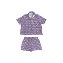 Dachshund Gingham Game Day Purple Shorty Pajama Set