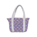 Dachshund Gingham Game Day Purple Zipper Tote Bag