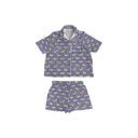 Dachshund Gingham Game Day Royal Blue Shorty Pajama Set