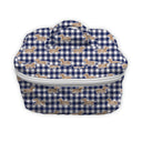Dachshund Gingham Game Day Royal Blue Quilted Travel Case