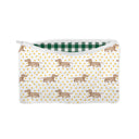 Dachshund Dots Game Day Green/Gold Makeup Bag