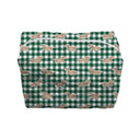 Dachshund Gingham Game Day Green/Gold Makeup Bag
