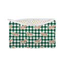 Dachshund Gingham Game Day Green/Gold Makeup Bag