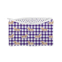 Dachshund Gingham Game Day Purple Makeup Bag