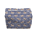 Dachshund Gingham Game Day Royal Blue Makeup Bag