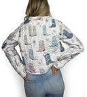 Daisy Boots Pastel Cropped Quilted Jacket