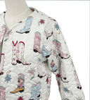 Daisy Boots Patchwork White Cropped Quilted Jacket