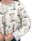 Daisy Boots Patchwork White Cropped Quilted Jacket