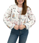 Daisy Boots Patchwork White Cropped Quilted Jacket