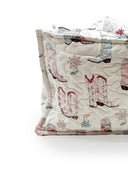 Daisy Boots Patchwork White Quilted Tote