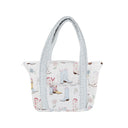 Daisy Boots Patchwork White Zipper Tote Bag