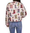 Daisy Boots Linen Cropped Quilted Jacket