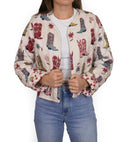 Daisy Boots Linen Cropped Quilted Jacket