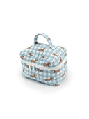 Dachshund Gingham Blue Quilted Travel Case
