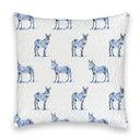 Donkey Icon Blue Quilted 20" Pillow