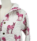 Donkey Icon Fuchsia Quilted Snap Jacket