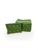 Donkey Icon Green Quilted Makeup Bag
