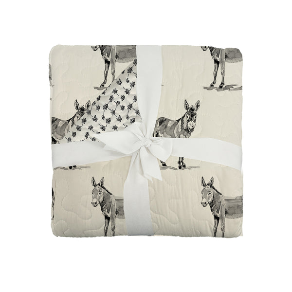 Donkey Icon Linen / Black Baby Blanket