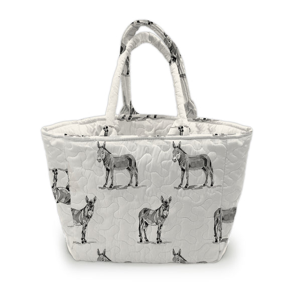 Donkey Icon Linen/Black Quilted Handbag