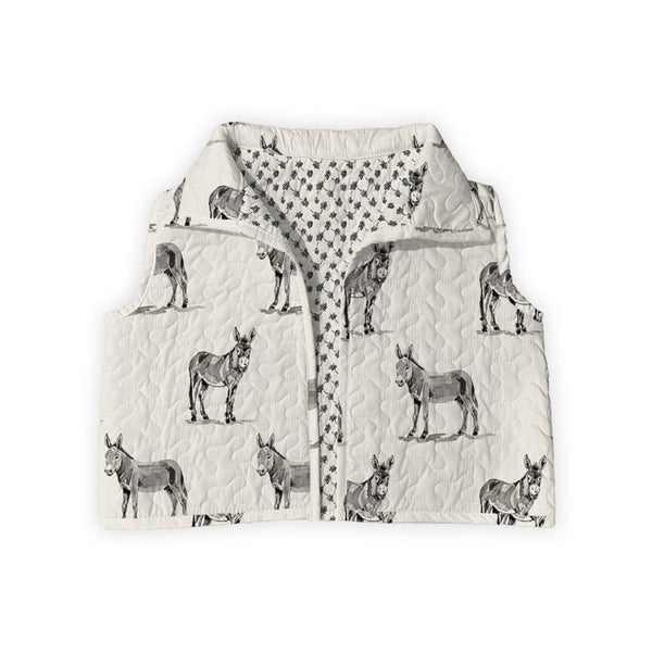 Donkey Icon Linen / Black Quilted Cate Vest