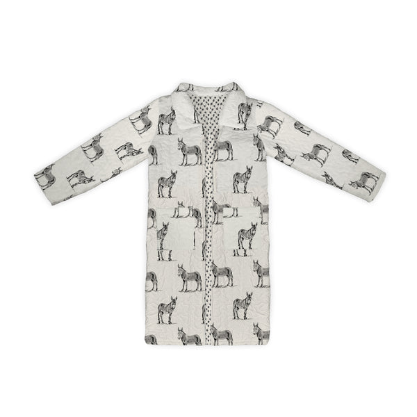 Donkey Icon Linen / Black Quilted Duster