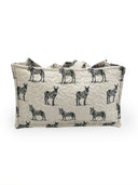 Donkey Icon Linen/Black Quilted Tote