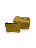 Donkey Icon Mustard Quilted Makeup Bag