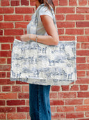 Donkey Toile Blue Quilted Tote