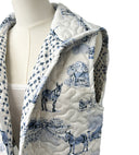 Donkey Toile Blue Quilted Cate Vest