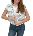 Donkey Toile Blue Quilted Cate Vest