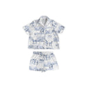 Donkey Toile Blue Shorty Pajama Set